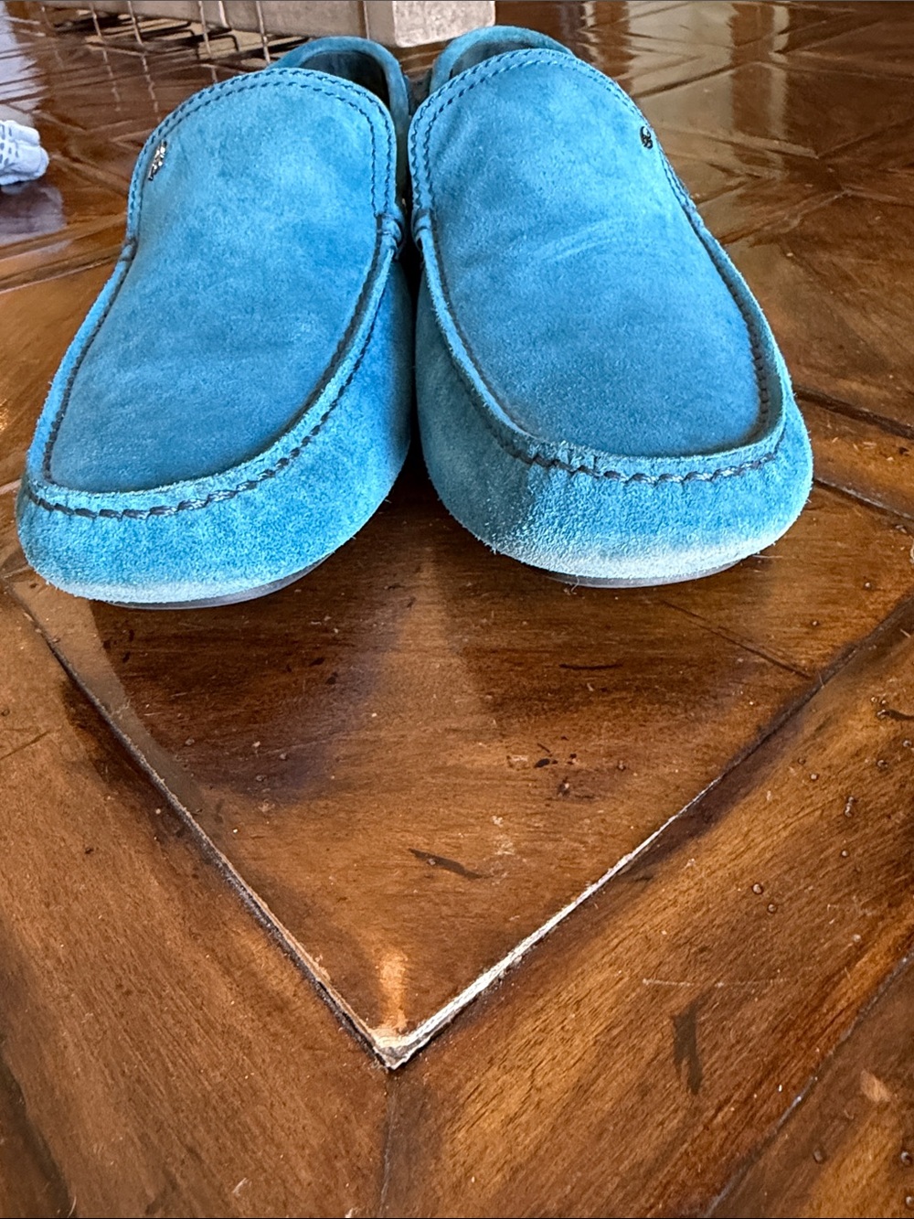 Brioni Men's Suede Driving Loafers - Teal Blue - Picture 9 of 9